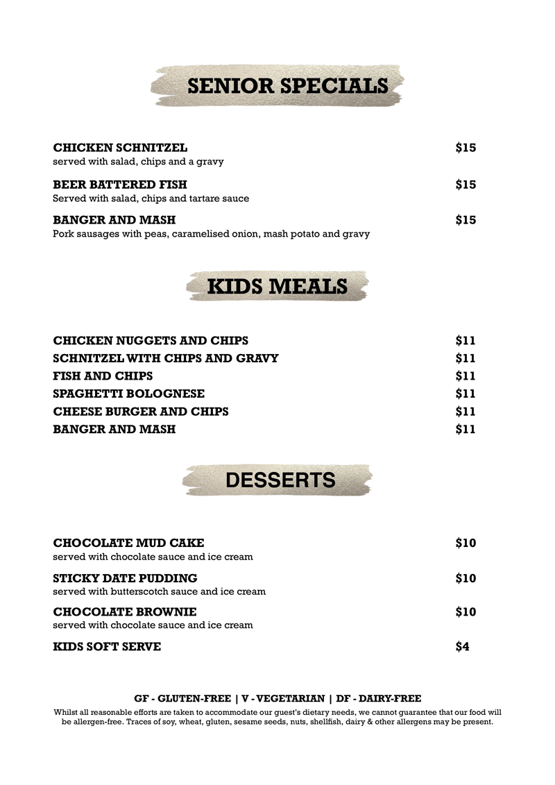 Minto Mirage Hotel Bistro Menu